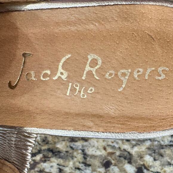 Jack Rogers Lauren Mid Wedge Cork slide Sandals gold leather size 10 - Picture 6 of 11